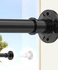 Extra Long Tension Curtain Rod No Drilling Adjustable 31 To 168 Inches Black Heavy Duty Spring Shower Rod For Indoor Outdoor Use Rust Proof Easy Install For Bathroom Patio Window
