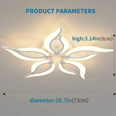 LED Ceiling Light With Remote 42W Dimmable Modern Flame Shape Flush Mount Chandelier Acrylic Fixture product dimensions