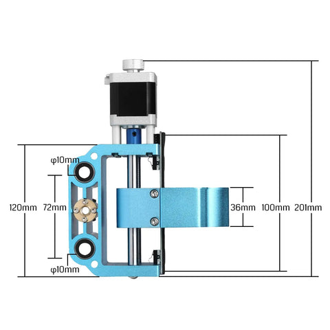 Side view of a Beefed-Up Aluminum Z Axis Spindle Motor Mount For 3018 CNC Machines with detailed dimensions.