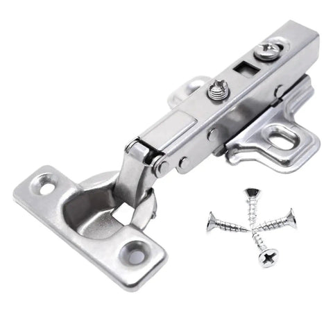 Door Stay Hinges With No Slam Soft Close Mini Hydraulic Damper For Small Cabinets And Thin Doors, 90 Degree Inset, 29mm Cup Hinge