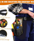 Rugged Tool Pouch With Belt For Electricians Mechanics And Carpenters, Thickened Wear Resistant Oxford Cloth, 12 Storage Pockets