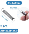 12 Pack Heavy Duty Extension Springs With Hook Ends, 0.035 Inch Wire, 0.25 Inch Outer Diameter, 1.5 Inch Long, 304 Stainless Steel