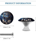 White Fantasy Dream Catcher Drawer Knobs 2 Pack 1.1 Inch Stainless Steel Cabinet Hardware with side and front view