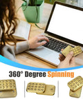 Solid Metal Alloy Magnetic Fidget Slider with Totally Smooth Glide Press Block and Crisp Click Sound, flat on laptop.