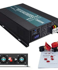 Beast Power Pure Sine Wave Inverter 5000W Continuous, LED display, dual outlets, black, includes cables and user manual.