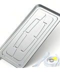 Condensate Drain Pan Kit For Air Conditioners With No Leak Galvanized Metal Drip Pan And Drain Fitting 36x17 Inch For Split HVAC Units Integrated Drain Outlet And Tight Clamp Connection For Easy Install And Maintenance. Galvanized metal drain pan with hose and fitting