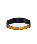 Maserlo 16 Inch Flush Mount LED Ceiling Light Fixture Dimmable For Living Room Bedroom Hallway Black Gold Sleek Modern Circle Design