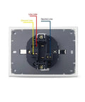Sleek Dual European Wall Socket Featuring Heavy Duty Tempered Glass Panel And Built In Child Safety Shutters Slick Gold Plate showing wiring connections.