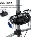 Bike Repair Stand With Magnetic Tool Tray And Four Compartment Organizer For Mechanics Pro Grade Heavy Duty Portable Workshop Station