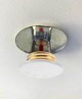 2 Pack Fire Sprinkler Cover Plates Flush Ceiling Finish No Fuss Snap Install Winter Guard on ceiling with gold detail.