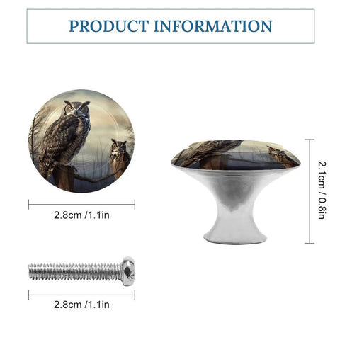Owl Sitting Tree Fence Drawer Pulls Round Cabinet Knobs In Modern Stainless Steel For Kitchen And Furniture Makeovers