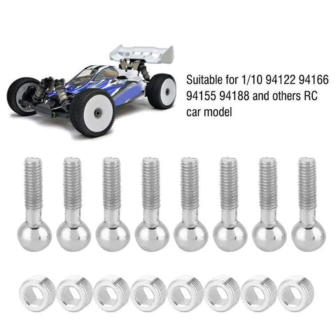 RC Ball Head Screws Metal with Hex Nuts for 1/10 Scale RC Cars Crawlers Trucks Durable Replacement Upgrade Parts Kit