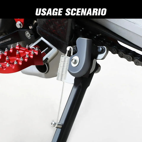 Ride Ready Universal Motorcycle Kickstand Springs Set For Dirt Bikes, Pit Bikes, Mini Bikes And Electric Scooters installed view