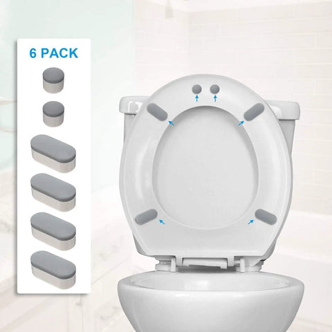 6 Pack of Toilet Seat Bumpers with Adhesive on a Toilet Seat, part of 12 Pack Universal Toilet Seat Bumpers Kit With Super Sticky Adhesive Rubber Spacers For Bidets And All Toilets Easy Install Quiet And Non Slip Cushions For Home Hotels Hospitals And Schools