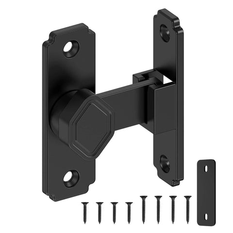 Sturdy 90 Degree Barn Door Lock Aluminum Alloy Security Flip Lock For Barn, Bedroom, Fence And Shed, Anti Theft Gate Latch, Black
