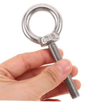 Heavy Duty Stainless Steel Threaded Eye Bolts M10x60 With Nuts And Flat Washers Long Reach Design Weather Resistant For Industrial And Home Use Anti Loosening With Spring Washers And Durable Construction. hand-held M10 stainless steel eye bolt