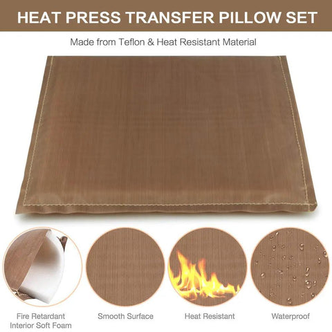 Heat Press Pillow Kit With Four Mat Sizes And Five Rulers For Vinyl And Sublimation Transfers, Teflon Pillow Set detail