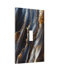 Top Tier One Gang Light Switch Cover With Gradient Abstract Ripple Blue And Gold Marble Print Hella Chic Decorative Wall Plate, 5x3in, polycarbonate material.