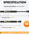 Specifications of Heavy Duty Hood Lift Supports 4525 SG330023 Replacement Fits 1997 To 2004 Chevrolet Corvette And 2007 To 2015 Lincoln Navigator.