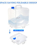 Collapsible Water Container With Spigot And Hook, BPA Free Foldable Water Jug, 20L/5.3 Gallon Capacity, Transparent PVC, foldable design