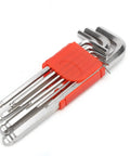 Heavy Duty Hex Key Set With Nine Durable Chrome Vanadium Wrenches Perfect For DIY Repairs And Home Workshop Jobs In All Sizes From Small To Large, red holder