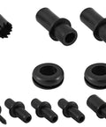 Vacuum sensor adapter kit with assorted black rubber fittings for automotive use