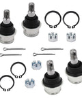 ATV Beefy Heavy Duty Ball Joint Kit Set Of 4 For Rancher 350 TRX350TM 420 TRX420FE And 400 Models Upper And Lower Joints Replaces OEM 51375-HP5-601 And 51355-HP5-601, 4-piece set with boots, cotter pins, nuts