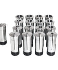17 Pack 5C Collet Set For CNC Lathes And Automatic Lathes, Precision Ground Hardened Spring Steel, front view display