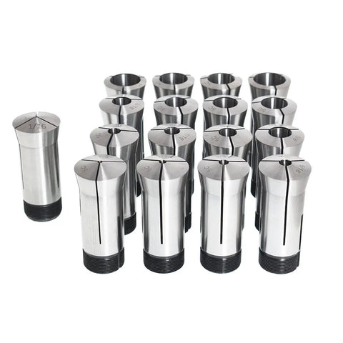 17 Pack 5C Collet Set For CNC Lathes And Automatic Lathes, Precision Ground Hardened Spring Steel, front view display