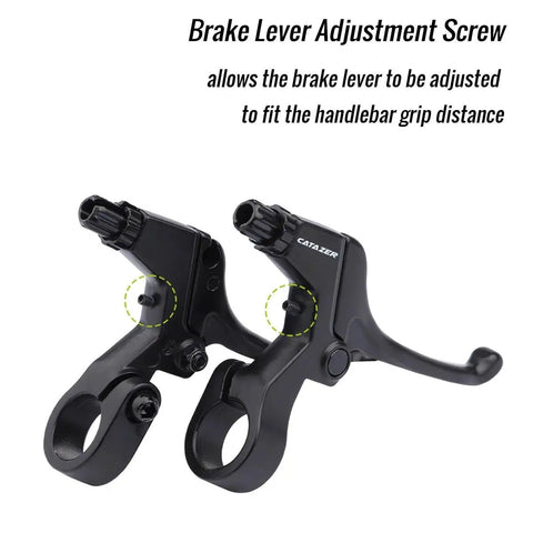 Universal Bicycle Brake Lever 4 Finger Aluminum Alloy For 22mm Handlebars Pair, grippy ergonomic design with adjustment screw
