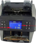 Top Pick Money Counter Machine With Legit Counterfeit Bill Detector, close-up view of LCD display and operating buttons.