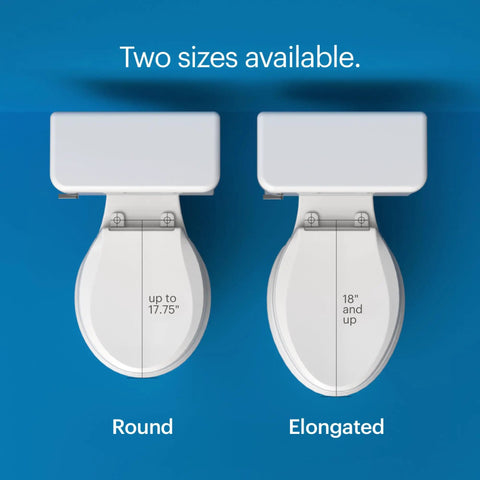 Non Electric Bidet Toilet Seat With Dual Nozzles For Elongated Toilets, White, easy install, size comparison of round and elongated seats