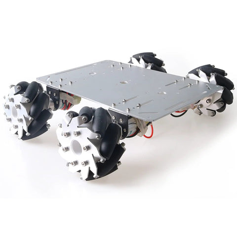 MC600 100mm Mecanum wheel robot chassis, 4WD metal platform with four omnidirectional wheels
