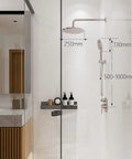 Brushed Nickel Shower Faucet Set Complete Shower System With 6 Inch Rain Shower Head Handheld Spray And High Pressure Rough In Valve Body For A No Brainer Bathroom Makeover installed in a modern bathroom.