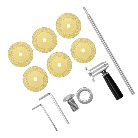 Inside Pipe Cutter Kit For PVC And ABS Pipes With Diamond Grit Wheel Adjustable Cutting Depth Handle Included Ideal For Impact Drivers And Clean Inside Cuts showing components including diamond grit wheels, handle, and tools.