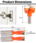 Tough As Nails Three Pc Hinge Boring Drill Bit Set With 1 3/8 RH Forstner And Two 5/8 LH Brad Point Bits For Cabinet Hardware dimensions.