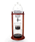Straight Up Cold Brew Drip Coffee Maker With Reusable Glass Filter And Grippy Silicone Base for smooth chilling and clean up.