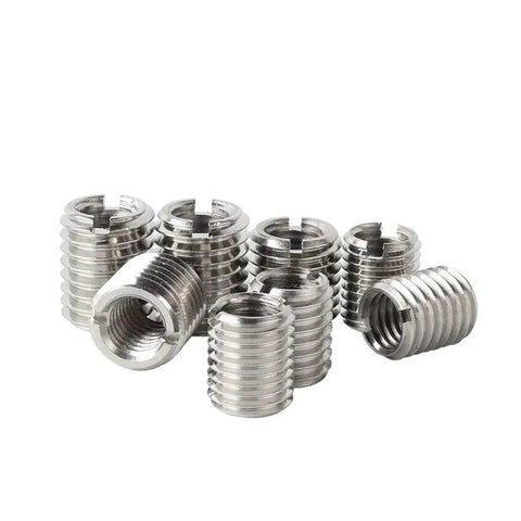 Real Talk Self Tapping Threaded Inserts Kit M2 M2.5 M3 M4 M5 M6 M8 M10 M12 Stainless Steel for Strengthening Threads in Plastic Aluminum and Copper The Go To Fix for Quick DIY Repairs, stainless steel inserts shown