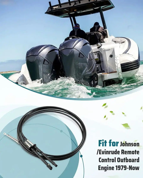 Heavy Duty 12Ft Boat Throttle And Shift Remote Control Cable For Outboard Motors 1979 To Present with water splash view