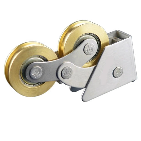Heavy Duty Double Wheel Sliding Door Rollers glide smooth as butter on glass or aluminum frames, stainless steel construction, set of two.