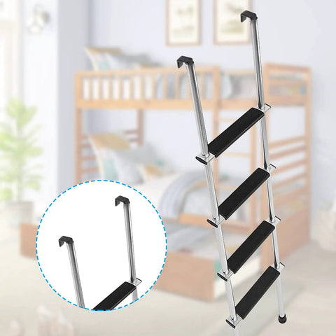 Tough As Nails 2 Pack Bunk Bed Ladder Hook Brackets Heavy Duty Black Iron J Clips with smooth finish mounted with ladder.