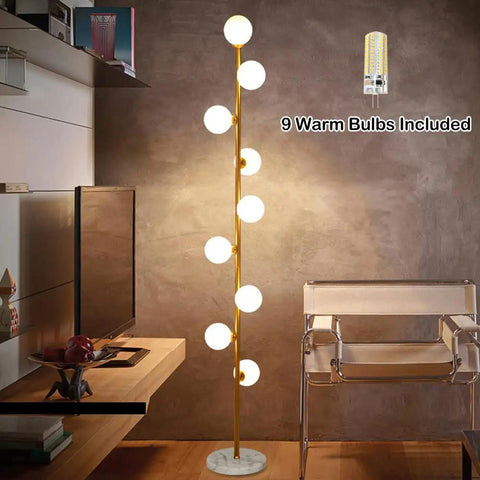 Cozy Elegant Mid Century Floor Lamp With Nine Lights For Living Room, Bedroom, And Office, Warm White 2700K Ambience