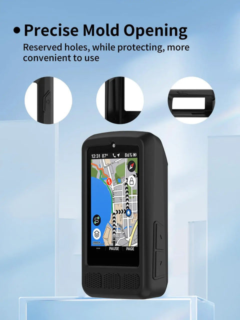 Rugged Soft Shell Case For ELEMNT ROAM V3 GPS Cycling Computer Beefy Silicone Leather Blend Shock Absorption Black Finish