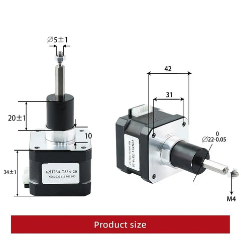 Built Tough Nema 17 Ball Screw Linear Actuator With Fixed Shaft Electric Cylinder Assembly Slick Motion Drive Dead Simple Upgrade For 3D Printer And Robotics Projects Plug And Play dimensions shown with image size measurements.