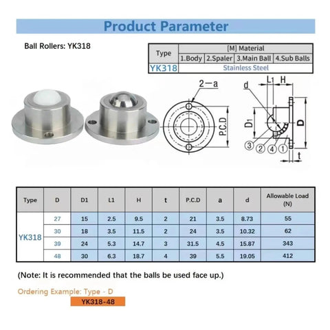 10 Pack Heavy Duty Ball Transfer Units Featuring 27Mm Pom Balls For Seamless Rolling Smooth Heavy Load Glide Across Workbenches And Conveyor Tracks Built Tough For Any Job Site Rigor With Zero Hassle diagram with stainless steel parameters.