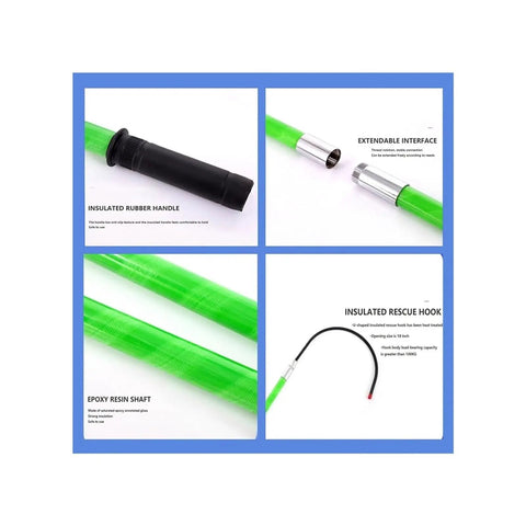 Insulated Handle Rescue Hook For Electric Work Anti Electrocution Safety Pulling Pole 4 Meters 13 Feet Yellow with insulated rubber handle