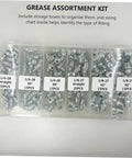 260 Piece Hydraulic Grease Nipples Kit For Automotive And Industrial Use With Metric And Imperial Fittings Easy Organization In Storage Box