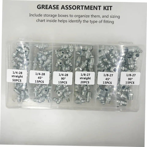 260 Piece Hydraulic Grease Nipples Kit For Automotive And Industrial Use With Metric And Imperial Fittings Easy Organization In Storage Box