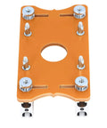 Heavy Duty Top Tier Aluminum Alloy Router Table Insert Plate Featuring Precision 65mm Slotted Groove, orange plate with mounting screws.