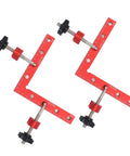 Nail The Square Every Time Heavy Duty 90 Degree Woodworking Corner Clamp 140X140mm Alignment Tool with red anodized aluminum body.